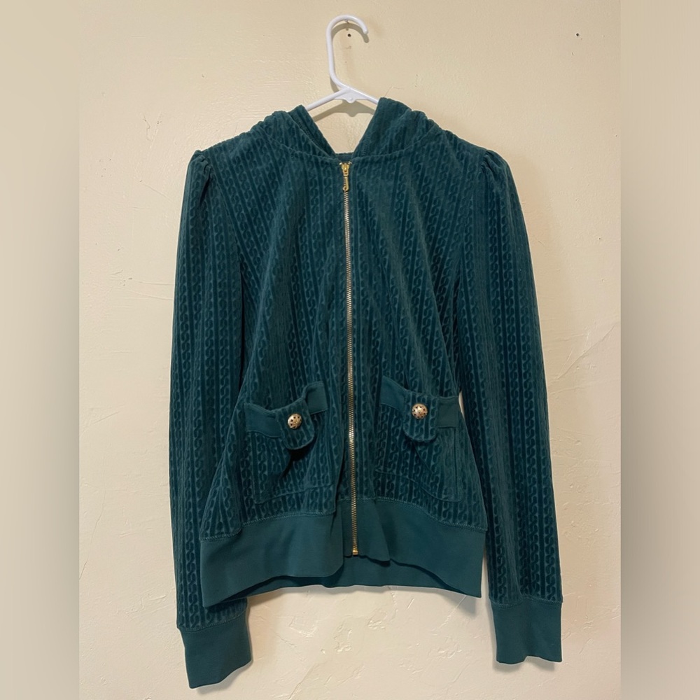 Dark green velvet juicy contour zip up hoodie